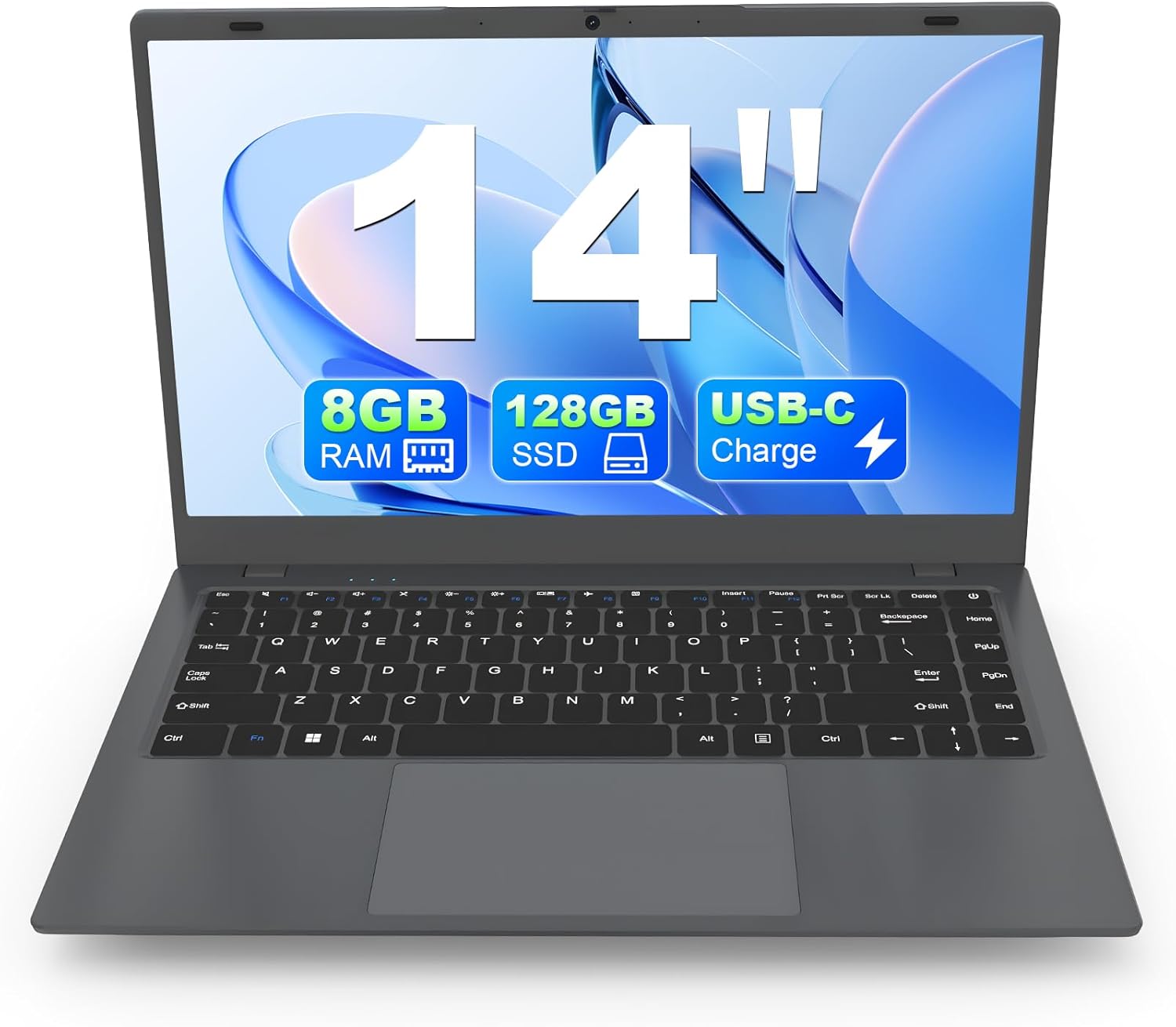 14 Inch Laptop Computer - 8GB RAM 128GB SSD Laptops with Pentium Gold 6500Y (Up to 3.4GHz), FHD IPS Screen, USB C, USB 3.2, HDMI, Lightweight Portable Laptops for Students, Work and Travel