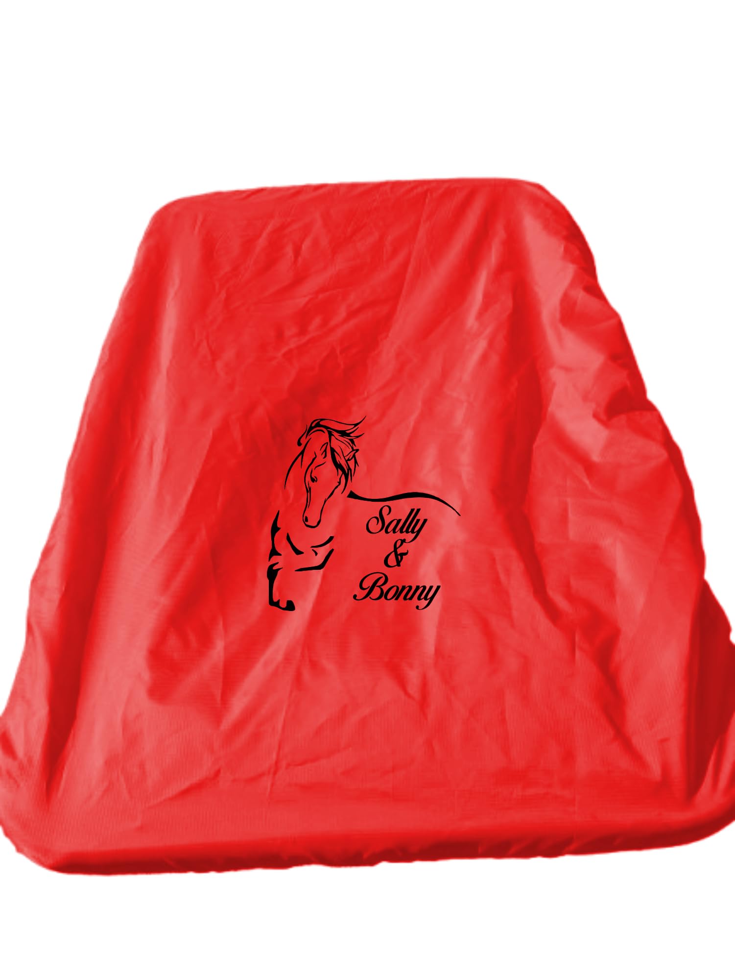Personalized Horse Wheelbarrow Cover, Water Resistant Vinyl, Multiple Colors Available, Equestrian Equipment Protection (Black Vinyl, Red, Large)