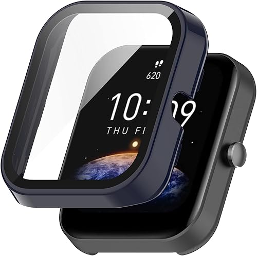 Miniatura 3 de Paquete de 6 fundas para Amazfit Bip 3/Bip 3 Pro con protector de pantalla de vidrio templado integrado, diseño completo de policarbonato duro,