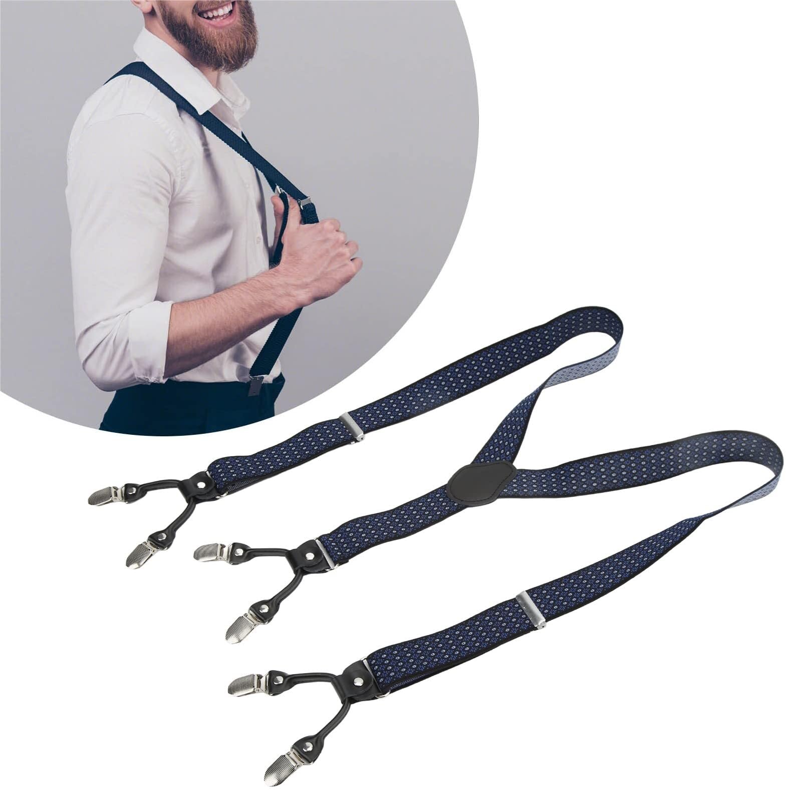 Bretelles élastiques de 1,38 pouces de large for hommes, 47,24 pouces de longueur, Style décontracté, bande robuste for pantalons et pantalons Bretelles homme réglables