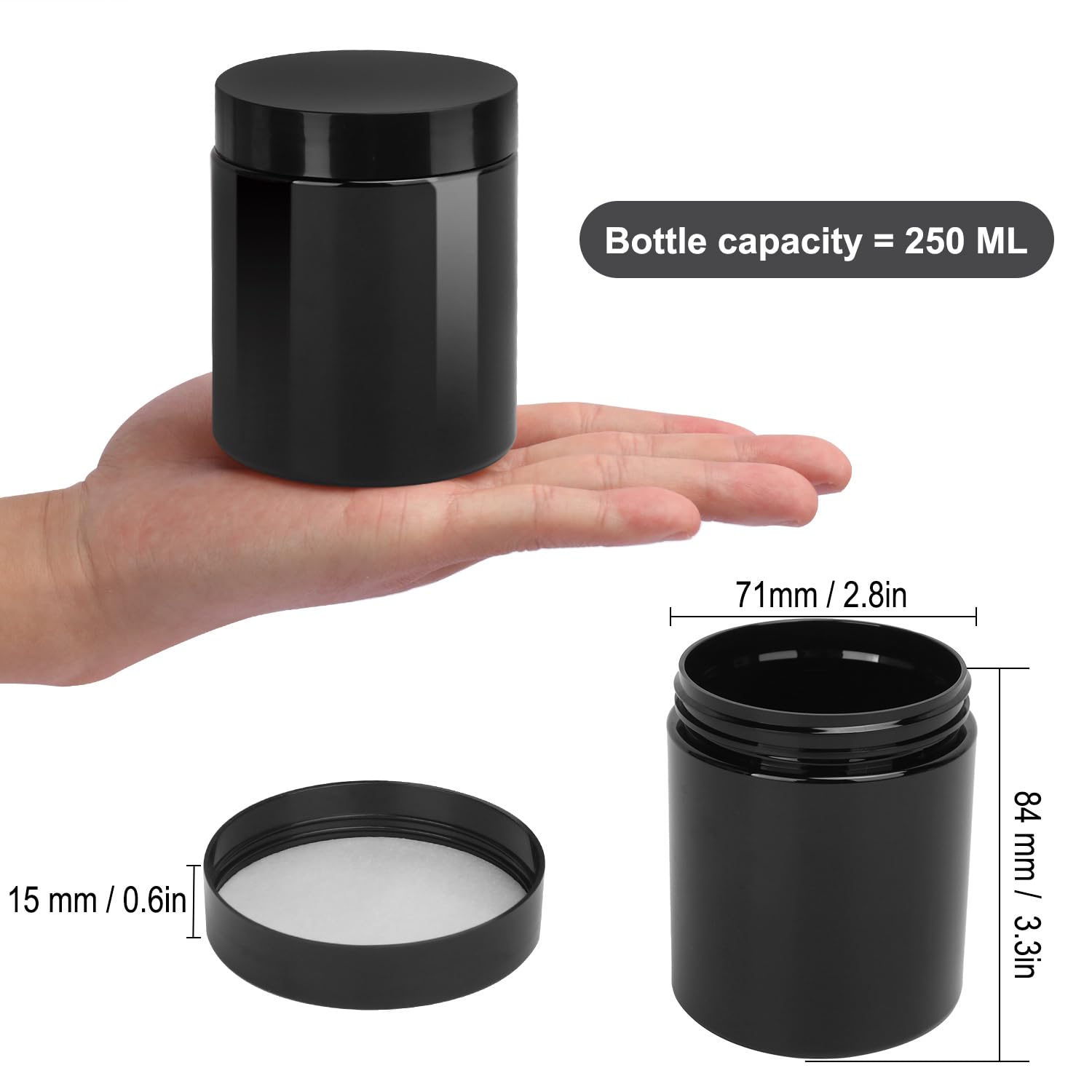 KUKLIPJIM 8 oz Wide-Mouth Plastic Jars with Lids, 48 Count