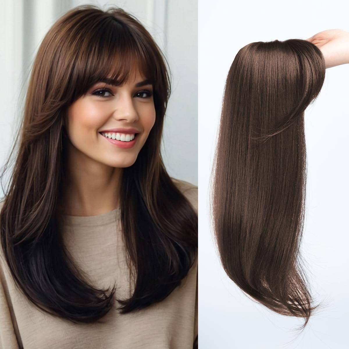 Amazon.com : JQM Hair Topper Clip in Bangs, 18 Inch 3D 360° Cover Hair ...