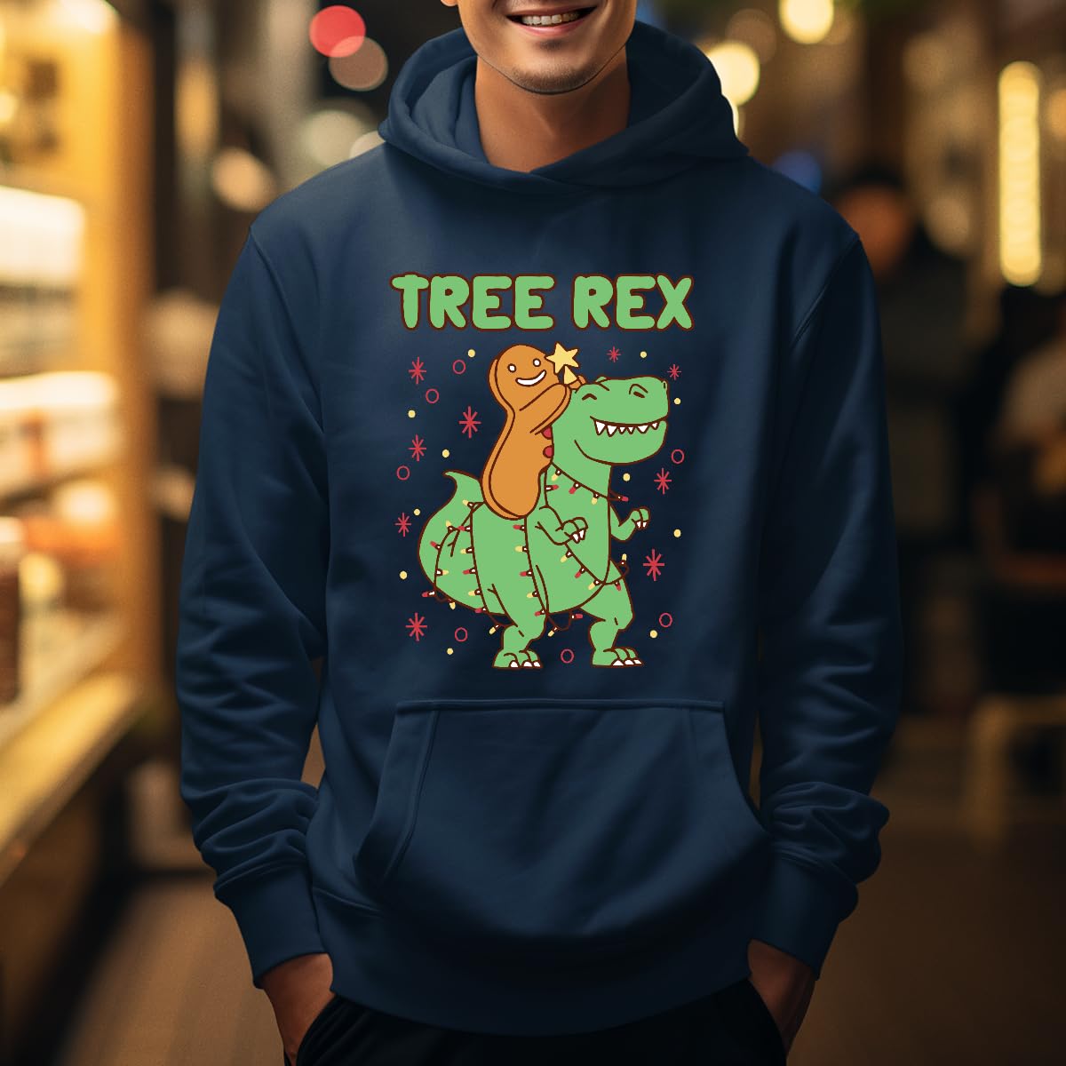 Tree Rex Dinosaur Dino - Felpa con cappuccio natalizia