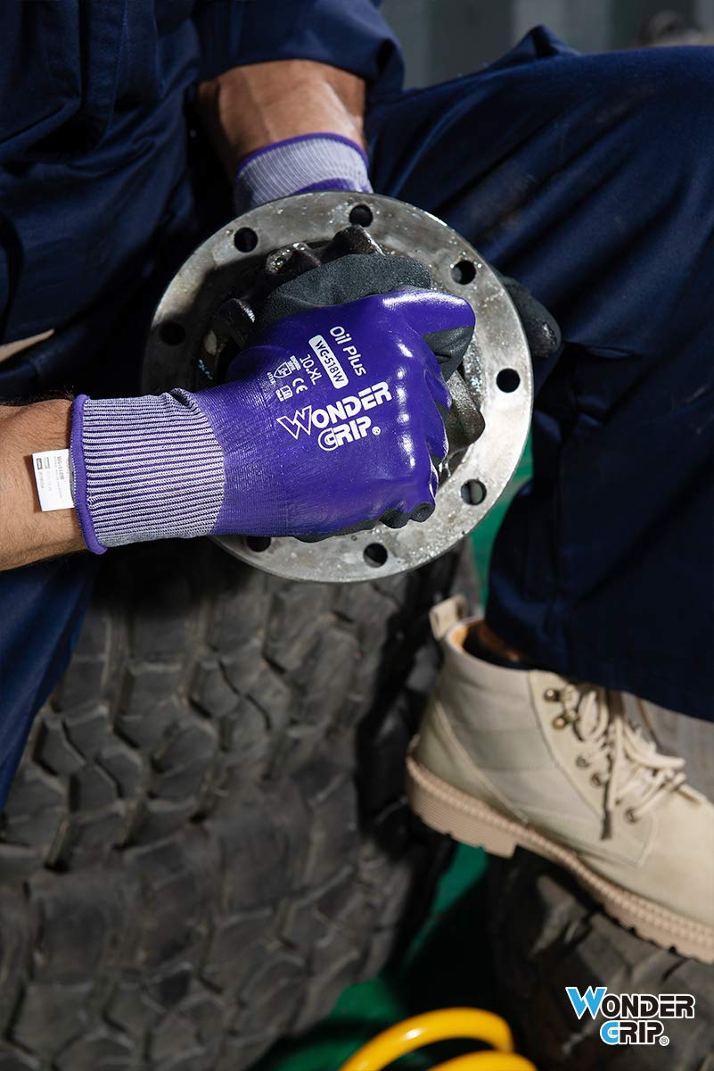 Wonder Grip WG-518W Oil Plus Oil-resistant Gloves, Size XL/10, violet - Image 4