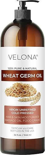 Aceite de germen de trigo grado USP por velona  32 onzas líquidas  Aceite portador 100% puro y natural  Sin refinar, para invierno, para cocinar,