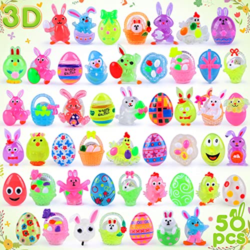 Hekaty 3D 50Pcs Easter Egg Fillers Finger Light Up Rings Easter Basket Stuffers Easter Party Favors For Boys Girls Easter Gift Easter Egg Stuffers Easter Toys For Kids Glow In The Dark Party Supplies #TOP5