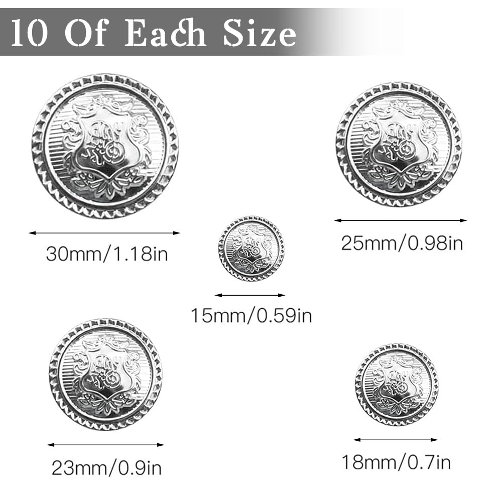 10 Bottoni Moda In Metallo Argento – Rotondi, 15/20/25mm, Per Blazer, Cappotti E Camicie