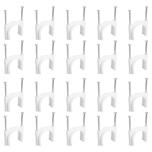uxcell Clips de cable con clavo de acero, 25 clips de cable de plástico de 1.181 in1.18 pulgadas, clips de cable Ethernet, clips de cable para