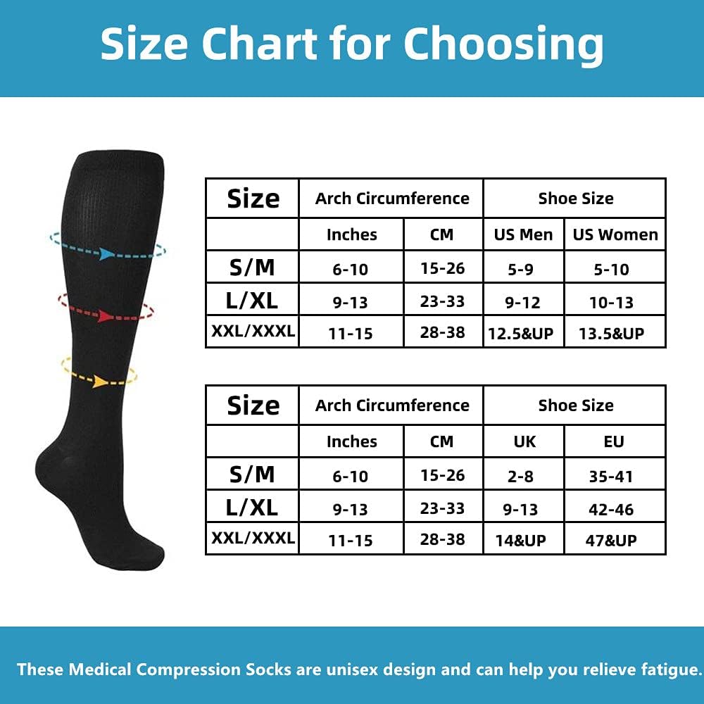 Compression Socks for Women and Men 7 works Medical Compression Stockings 15-20 mmHg Support Socks for Athletic Varicose Veins - Image 4