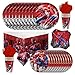 BESTZY Spiderman Vaisselle de Fête Anniversaire Décoration Kit Spiderman Fournitures de Fête Assiettes Tasse Serviettes Décoration d'anniversaire de Fête de Table 71 pezzi