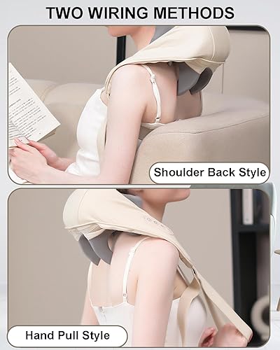 Miniatura 6 de Masajeador de cuello con calor, Shiatsu 4D masajeador de tejido profundo para cuello, hombros y trampas, regalos de cumpleaños para papá, marido,