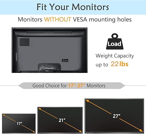 Miniatura 2 de HUANUO Kit adaptador universal de montaje VESA, adaptador no VESA para pantallas de monitor de 17 a 27 pulgadas a montaje VESA de 75x75
