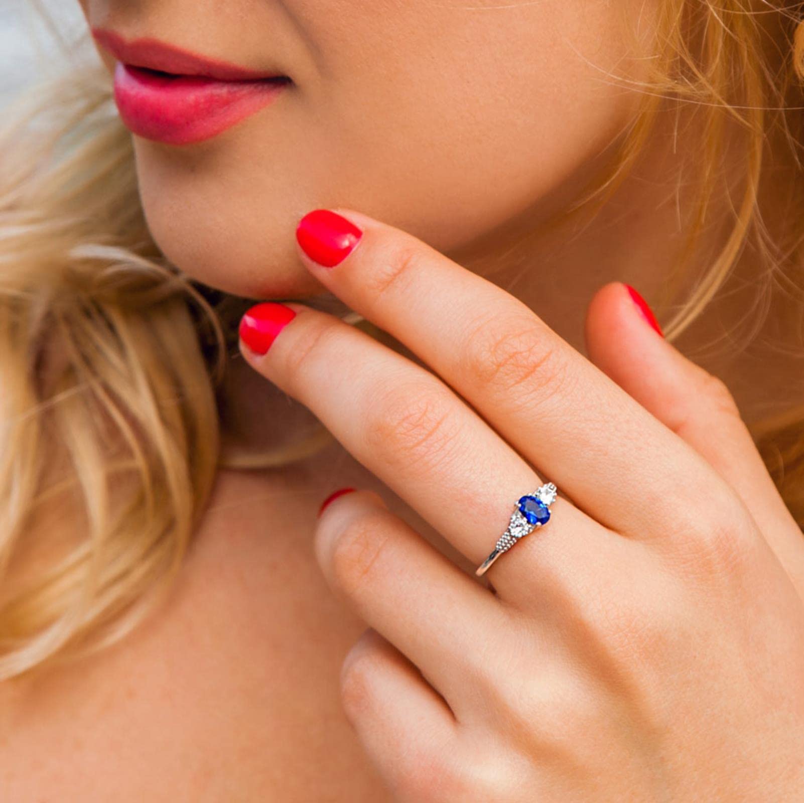 Anillos De Zafiro Azul para Mujer, Joyería De Plata De Ley 925 Sólida, Piedra Preciosa Azul De Corte Ovalado, Joyería De Compromiso Elegante para Boda