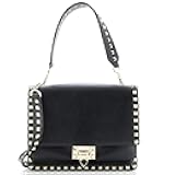 Pre-Loved Rockstud Flip Lock Flap Top Handle Bag Leather Small, Black