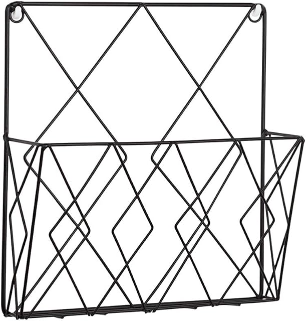 Magazine Rack Wall Mounted, Small Metal Magazine Holder for Bathroom, Toilet and More, Practical Storage Solution for Magazines and Newspapers, Multi-Purpose Organiser Tray for Household Items (Black)
