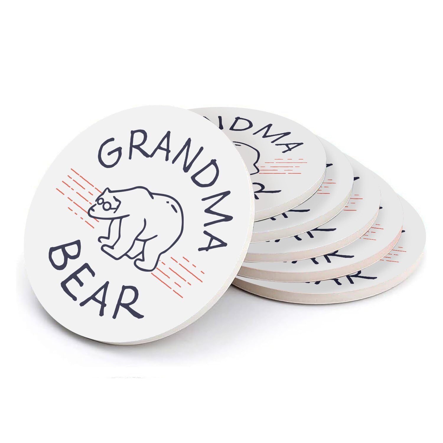 Sous verre ronds céramique anti tache table Grandma Bear