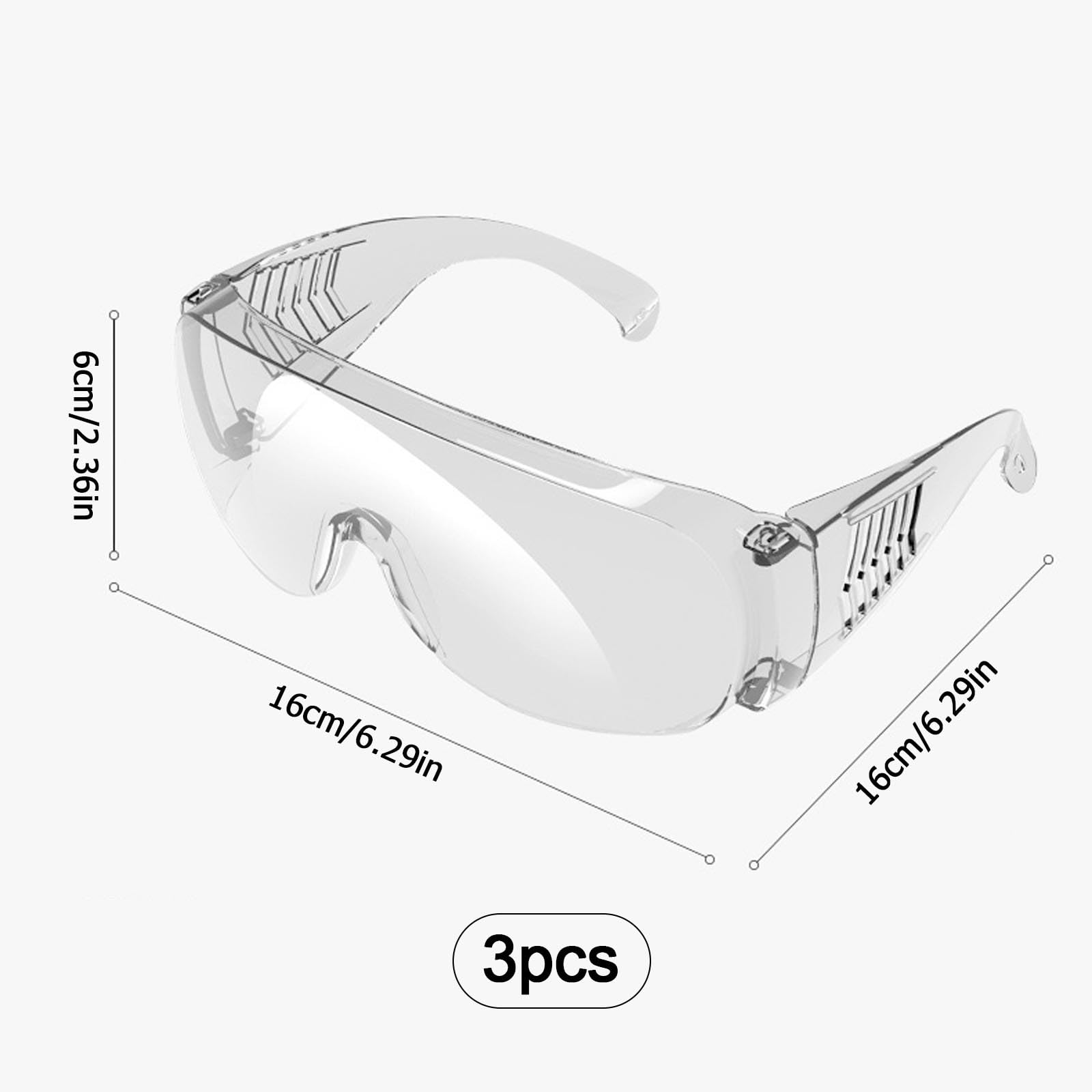 AWAVM 3 Pcs Anti-scratch Protective Glasses Eye Protective Safety Goggles Adult UV Protection Safety Goggles over Glasses for Construction Chemicals - Image 2