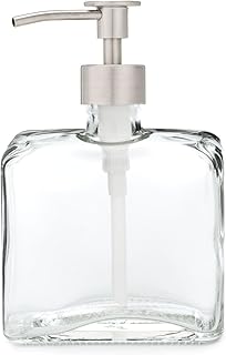 Rail19 Urban Square Recycled Glass Soap Dispenser with Metal Pump, 8.5oz...