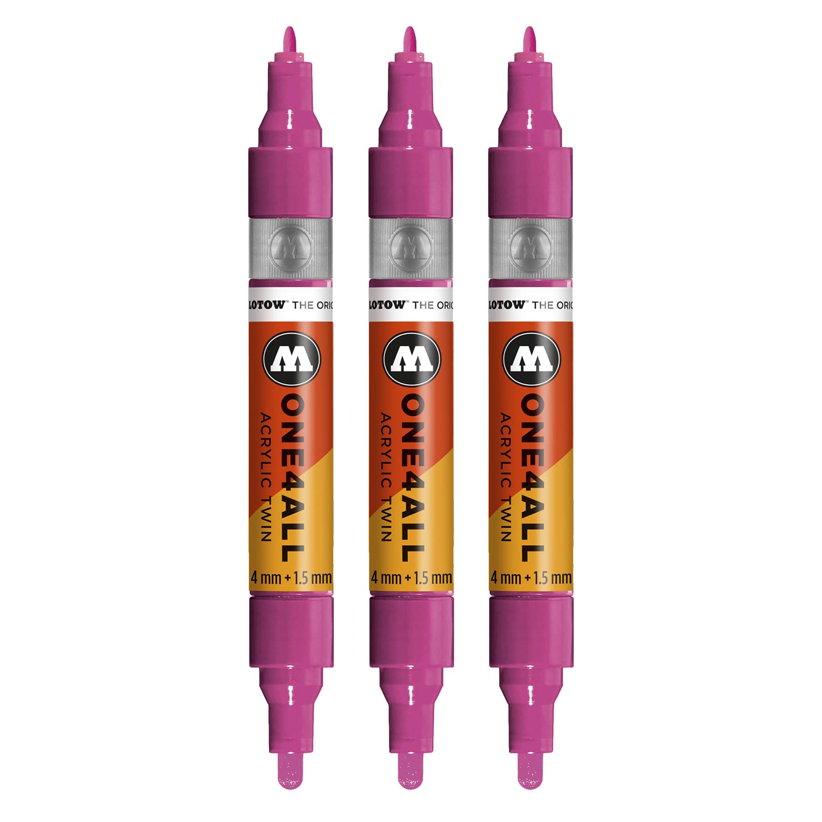 Molotow One4All Acrylic Twin Markers (Line Width 1.5 mm and 4 mm, High Coverage and Permanent) Pack of 3 Colour 232 Magenta — image 1