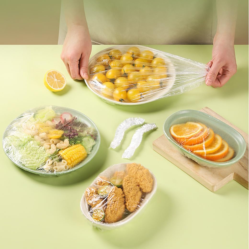 Medium Plastic Bowl Covers, 200 Pcs Elastic Stretch Food Covers for Bread Proofing, Sourdough, Keep Food Fresh