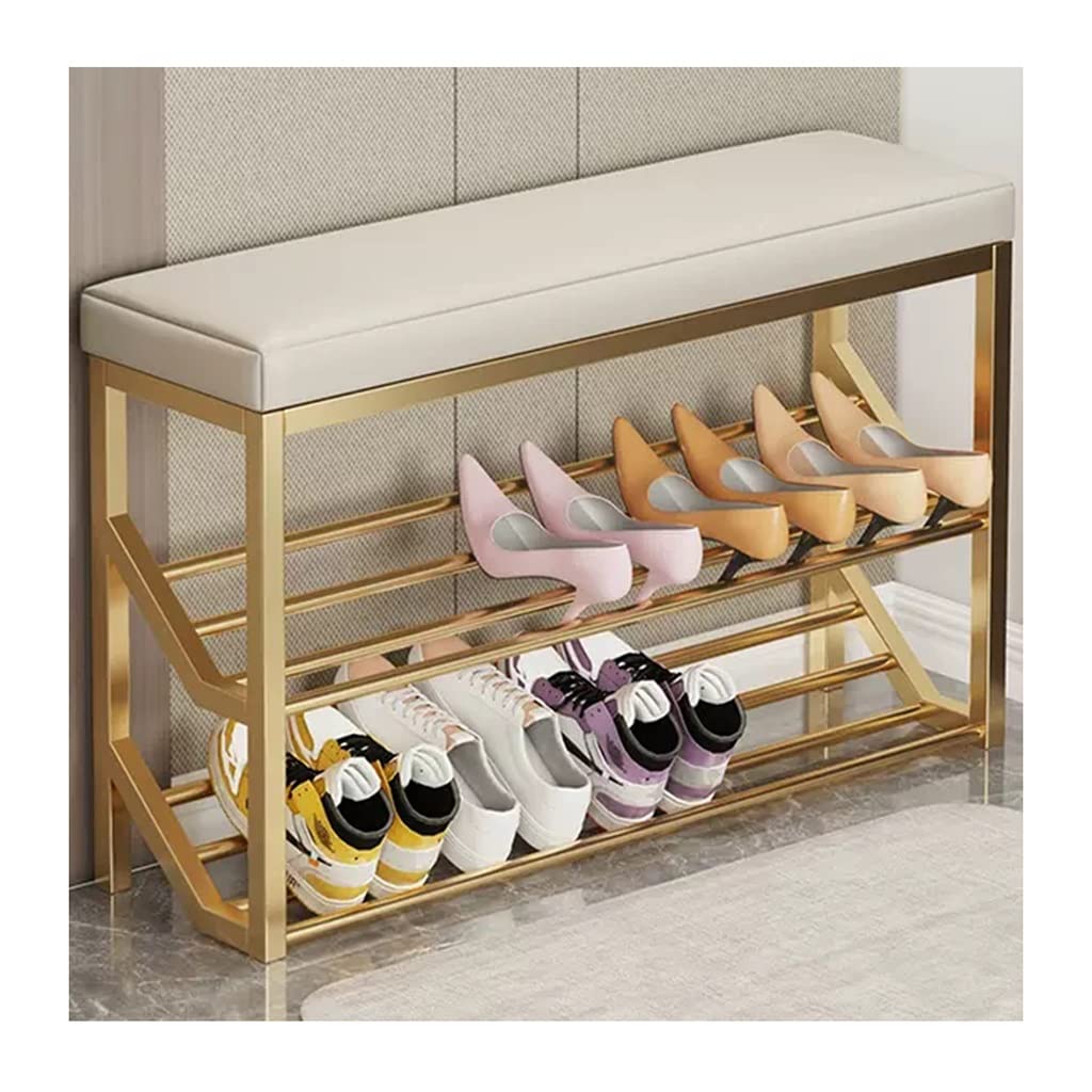 MSHGSKU 2-Tier Shoe Rack Storage Bench with Seat - Industrial Entryway Organizer for Home Entry