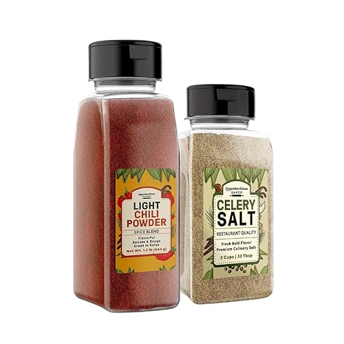 Unpretentious Paquete de chile ligero en polvo y sal de apio, varios tamaños, especias sabrosas, condimentos tradicionales