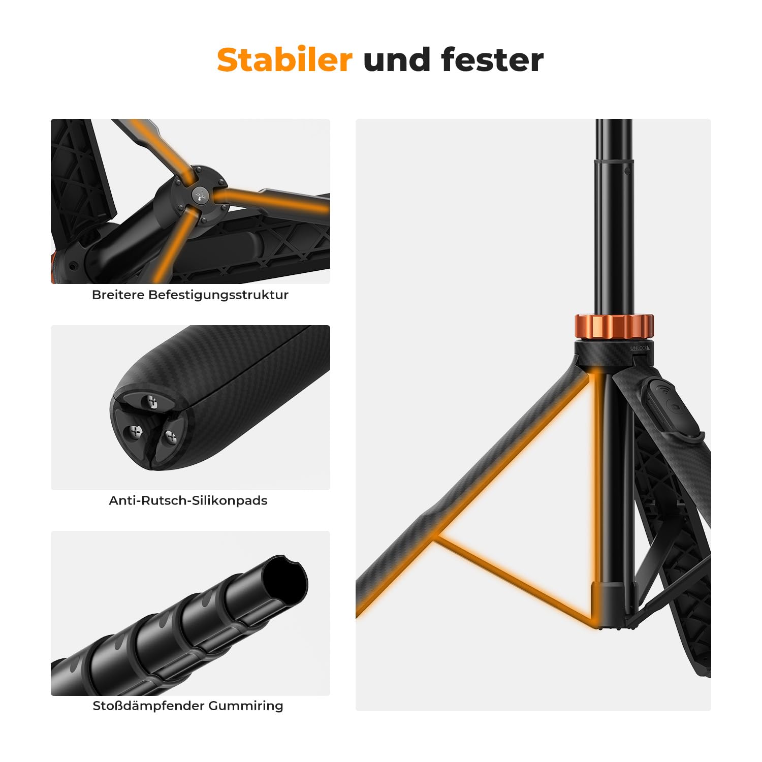 Selfie Stick,K&F CONCEPT MS08 Selfie Stick,158CM Handy Stativ,Stativ für Smartphone Kompatibel mit iPhone/Samsung/DJI Pocket 4/3/Osmo 360/Insta 360 X5/X4/X3 (Schwarz)