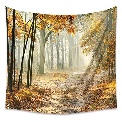 Tapiz de pared de otoño, camino bosque Cover