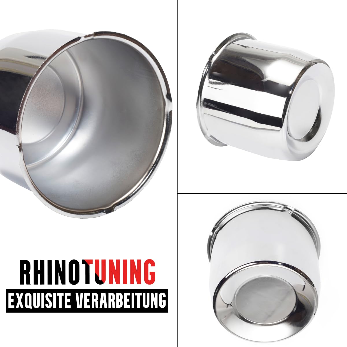RhinoTuning 4 sztuki kołpaków kół 130 mm wys. 108 mm, osłona piasty kół ze stali węglowej, nadaje się do samochodów turystycznych, terenowych, przyczep LKM, chromowanych dekielków felg