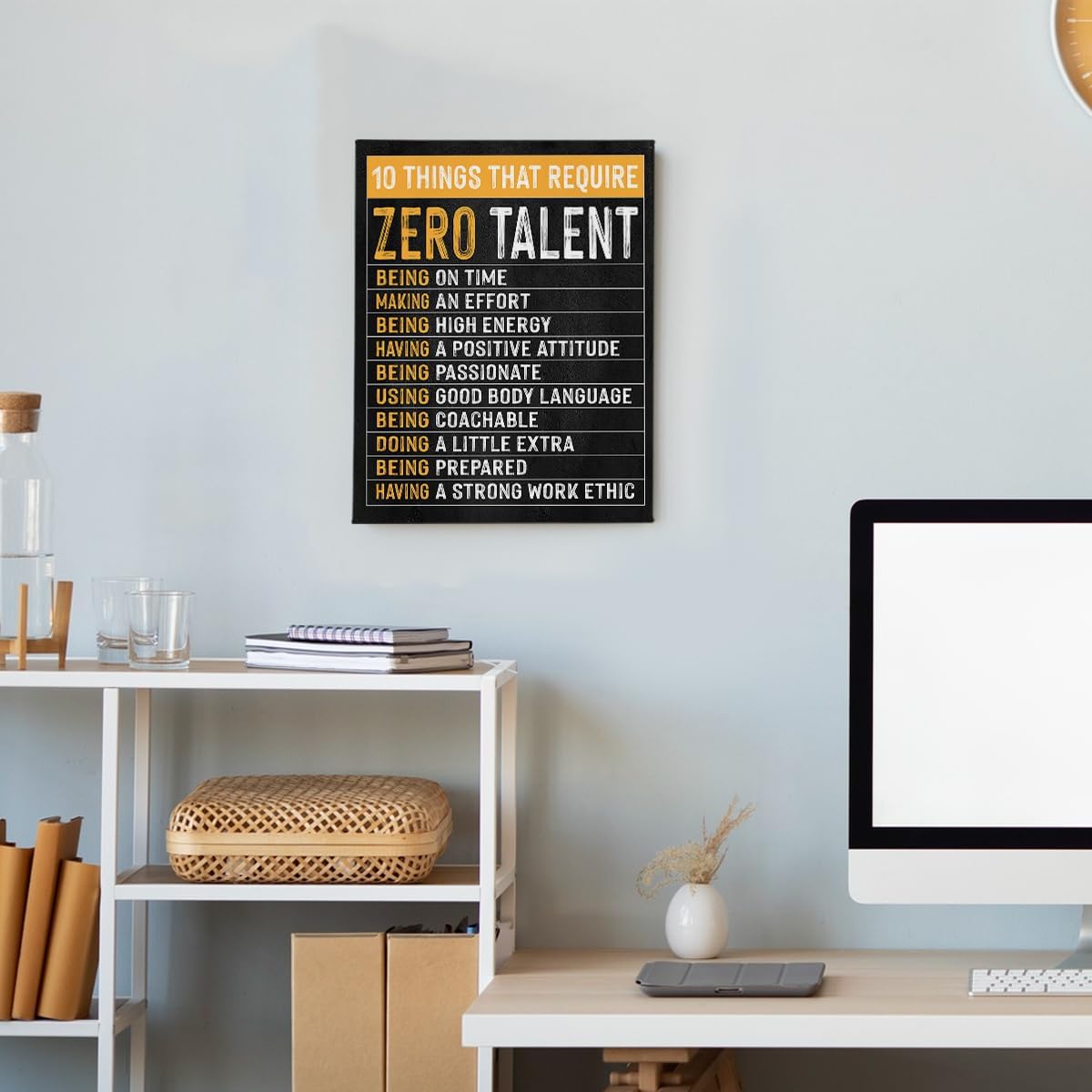 BIWSHA Office Decor, Motivational Wall Art Decor for Office, Inspirational Quotes Wall Art for Men Women, Canvas Paintings 11x14 Inches, Ten Things That Require Zero Talent - Image 3