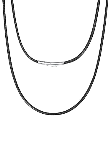 Richsteel Catenina Uomo Collana in Pelle 2mm/3 mm Collana in
