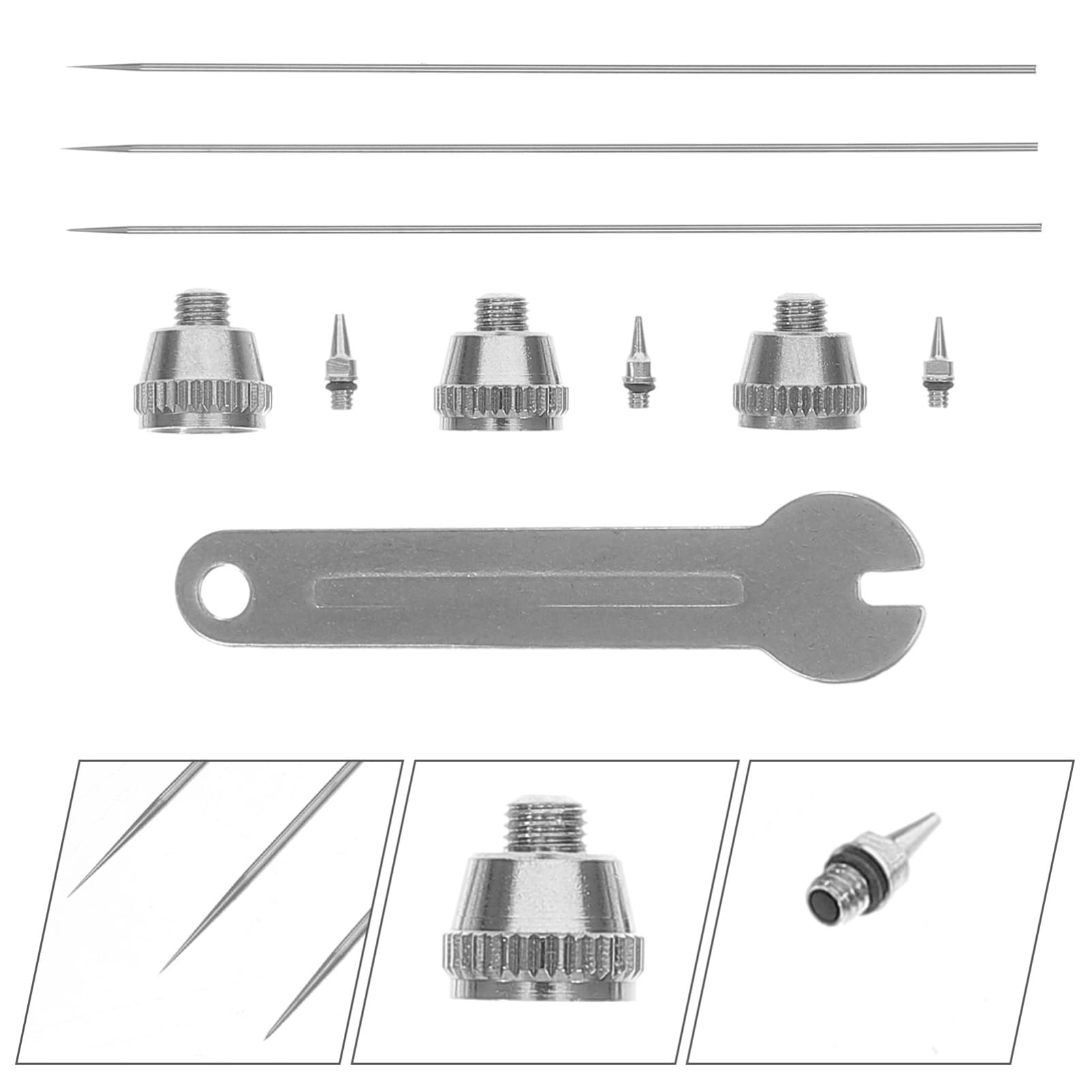 Lurrose 3 Set di Ugelli di Ricambio per Aerografo Ugello E Cappuccio per Ago per Spruzzatore Aerografo
