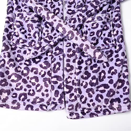 Childrenstar Leopard Bathrobes For Girls Kids Robes Plush Soft Fleece Pajamas Sleepwear,4T 5T #TOP2