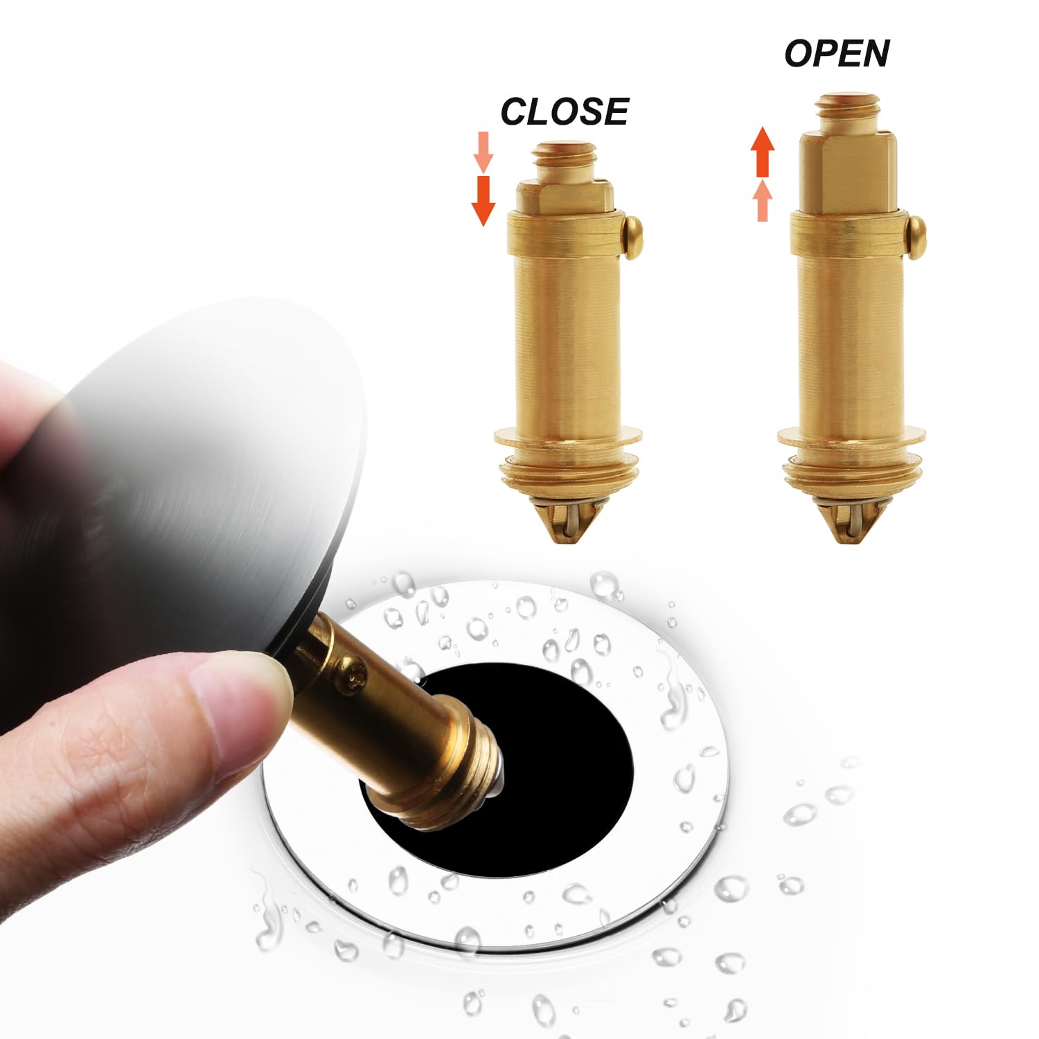 3er Set Pop-Up Ablaufventile Aus Messing – Click-Clack Mechanismus Für Waschbecken & Badewanne (gold)