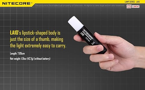 Miniatura 5 de Nitecore LA10 135 Lumen Mini LED Linterna de camping  Compacto Ligero Incluye Batería AA y Organizador de Batería LumenTac