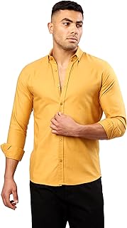 ريفين قميص رجالي بقصة عادية واكمام طويلة وياقة كلاسيكية عصرية بلون مسطردة