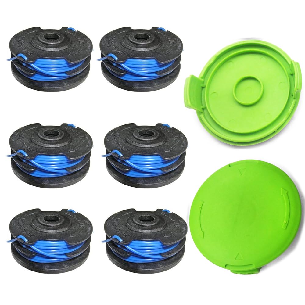 MADAT AC41RL3 Trimmer Spool 27ft 0.065" and Caps Fit for Homelite UT41112 UT41113 UT41121 UT41120 UT41122 UT41112B Electric String Trimmers Autofeed Dual Line Spool (6 Spool+2 Cap)