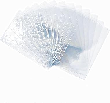 12pcs Clear Binder Pockets Personal A6 Single Pouch for 6-Ring Notebook Binder Dividers with Pockets Waterproof PVC Binder Pouches Cash Envelopes Pictures Files Organizer