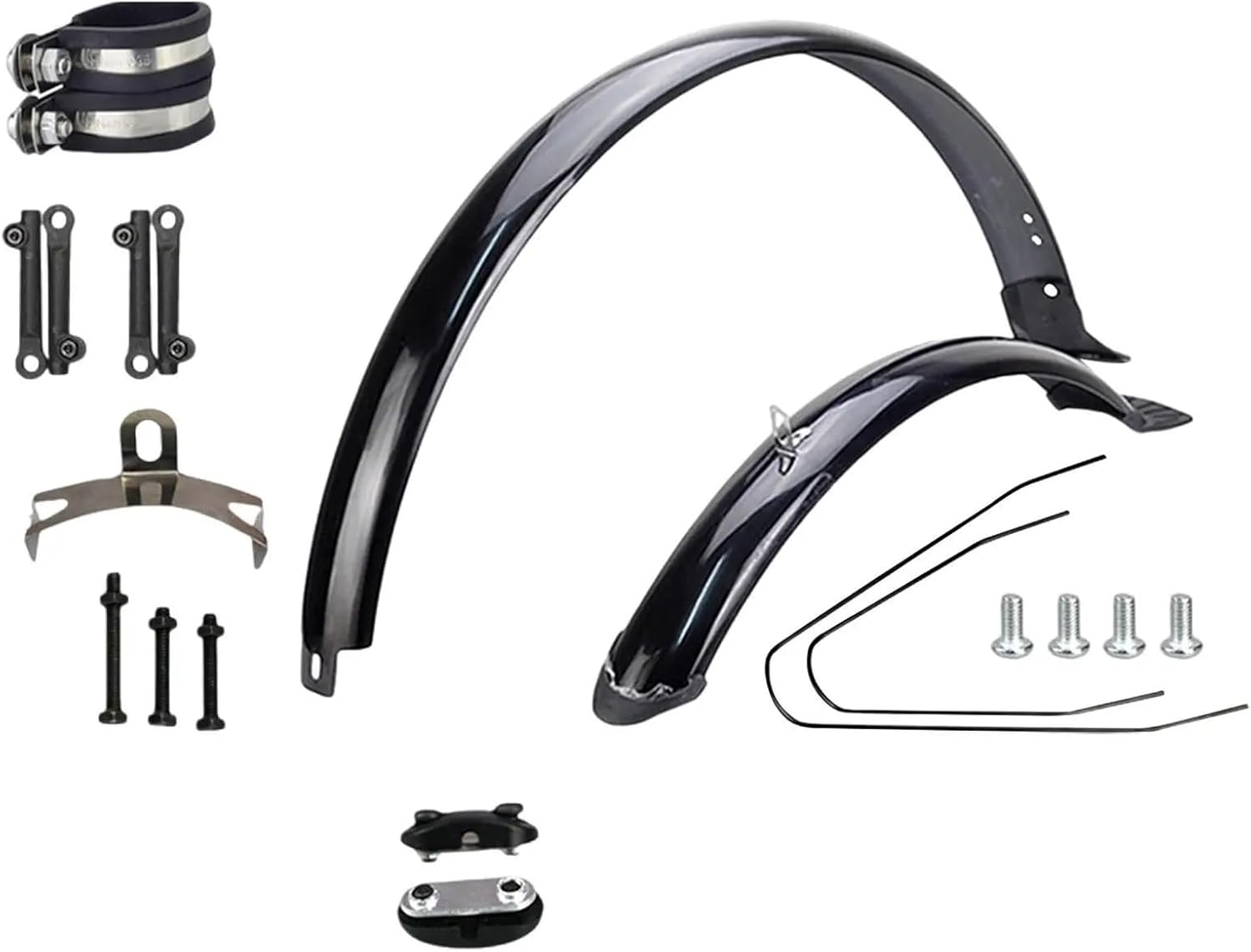 Face Bike Front Rear Fenders 26 inch Spare Parts Portable Mountain Bike Fenders Bicycle Mudguards(Silver Brace w Clamp)