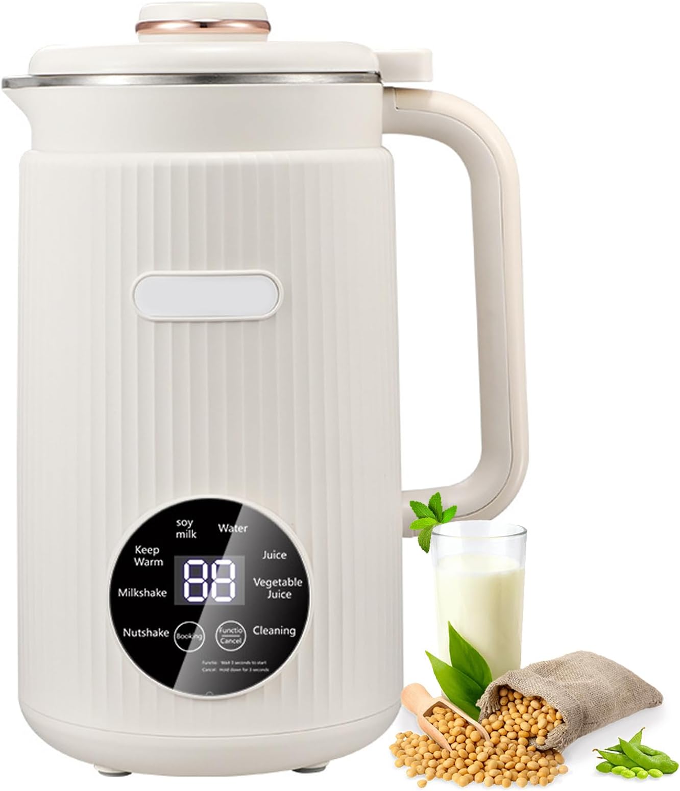 Soy Milk Maker 1.5L, 9-in-1 Automatic Nut & Oat Milk Machine, Smart Touch LED Display, 10 Blades, 12H Timer, Self-Cleaning, Keep Warm, Plant Milk Maker for Home Use