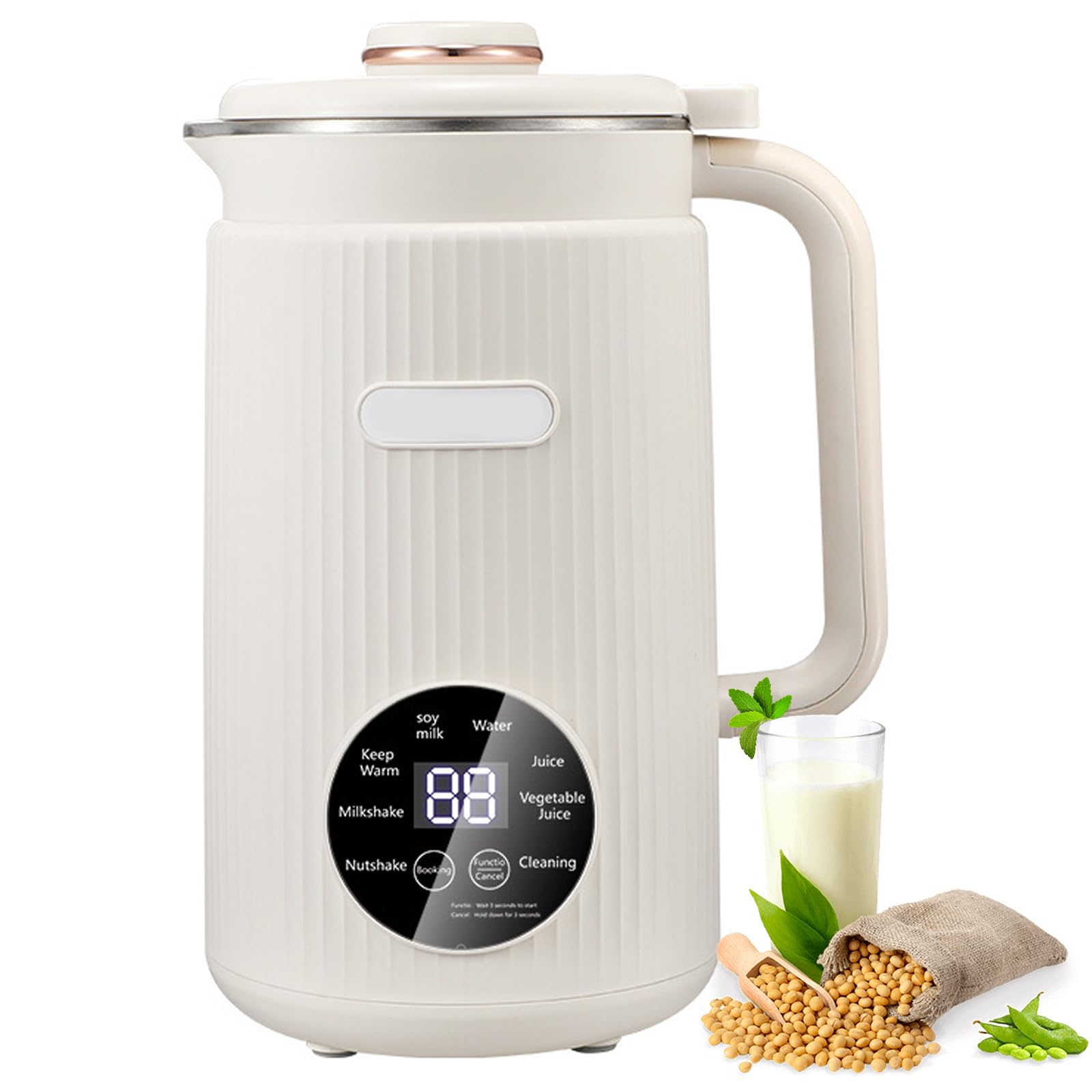 Soy Milk Maker 1.5L, 9-in-1 Automatic Nut & Oat Milk Machine, Smart Touch LED Display, 10 Blades, 12H Timer, Self-Cleaning, Keep Warm, Plant Milk Maker for Home Use