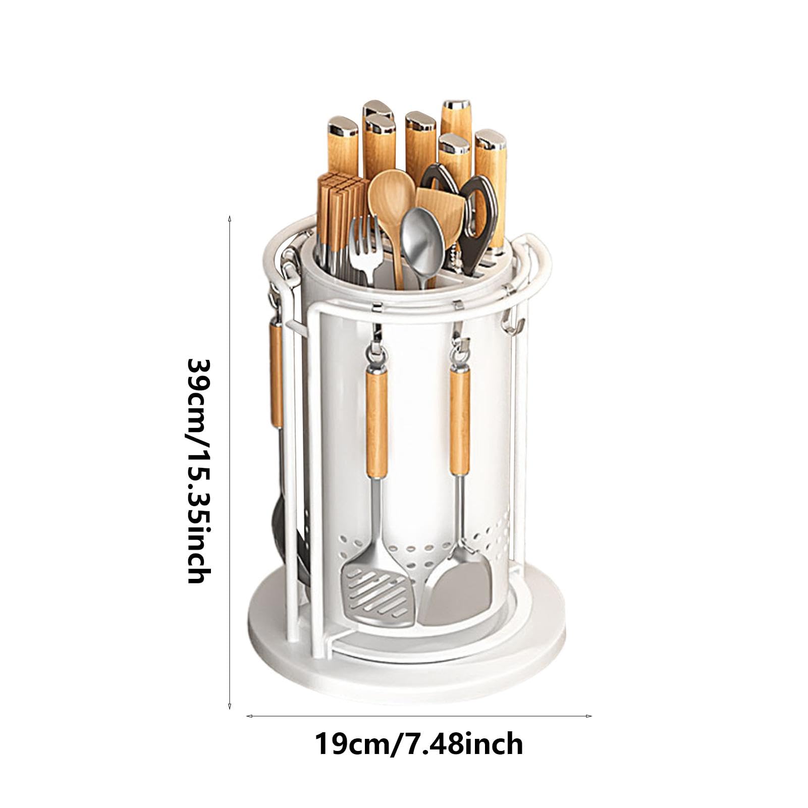 Organiseur de cuisine à 360 degrés, support rotatif pour coupe, support de rangement pour argenterie, organisateur d'ustensiles rotatif, toupie d'ustensiles de cuisine, support de spatule, support de | rangement pour argenterie, organisateur d'ustensiles