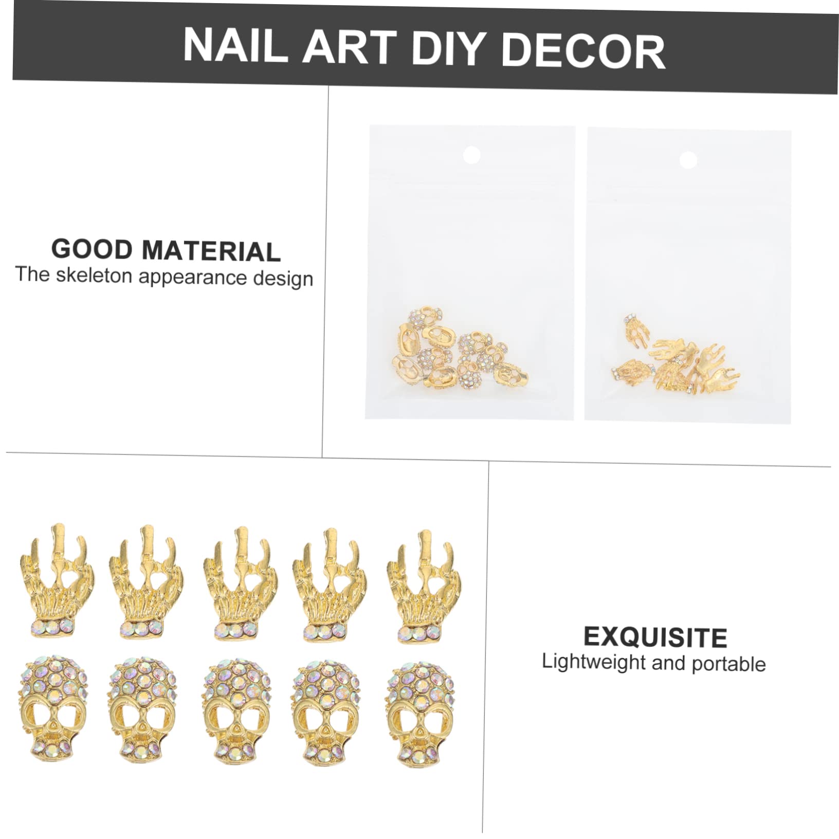 40 Pezzi Trapano per Unghie con Teschio Decorazioni per Unghie Decorazione delle Unghie Gemme per Nail Art Accessori per Unghie Gioielli con Teschio per Unghie Strass CIO