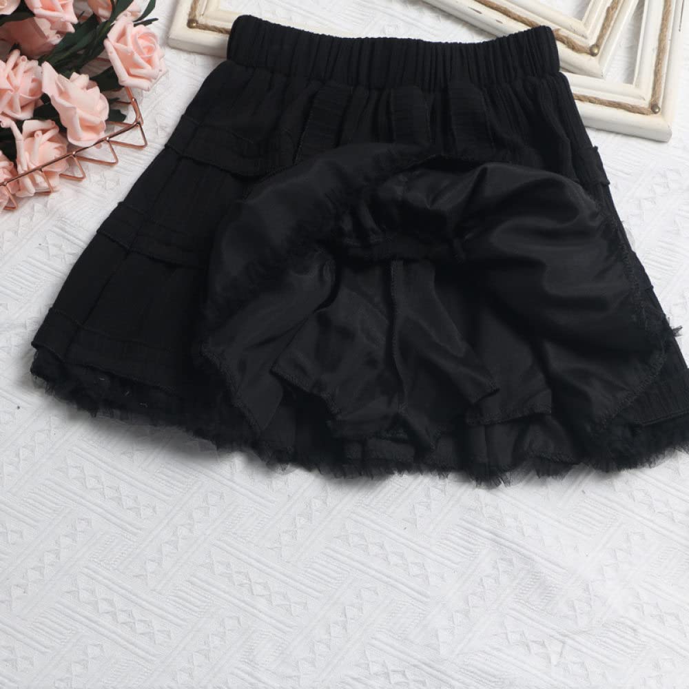 OZEO Röcke,Stilvoller Damen-Minirock Mit Hosen, Spitze, Spleißen, Mesh, Rüschen, Plissee-Tutu-Rock, Elastisch, Hohe Taille, A-Linie, Geraffter, Flauschiger, Ausgestellter Kurzer Rock Für Mädchen, Da