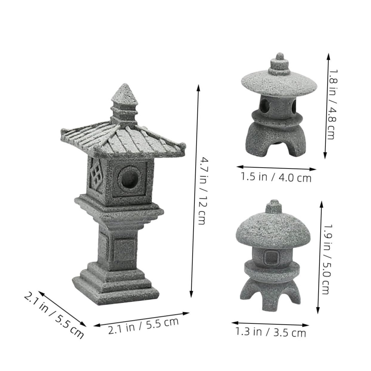 Toyvian 5 Sätze Mini Garten Ornament Teiliges Deko Mit Laterne Für Zen Für Garten Und Innenräume Geschenkidee Für Gartenliebhaber 3 Stück * 5