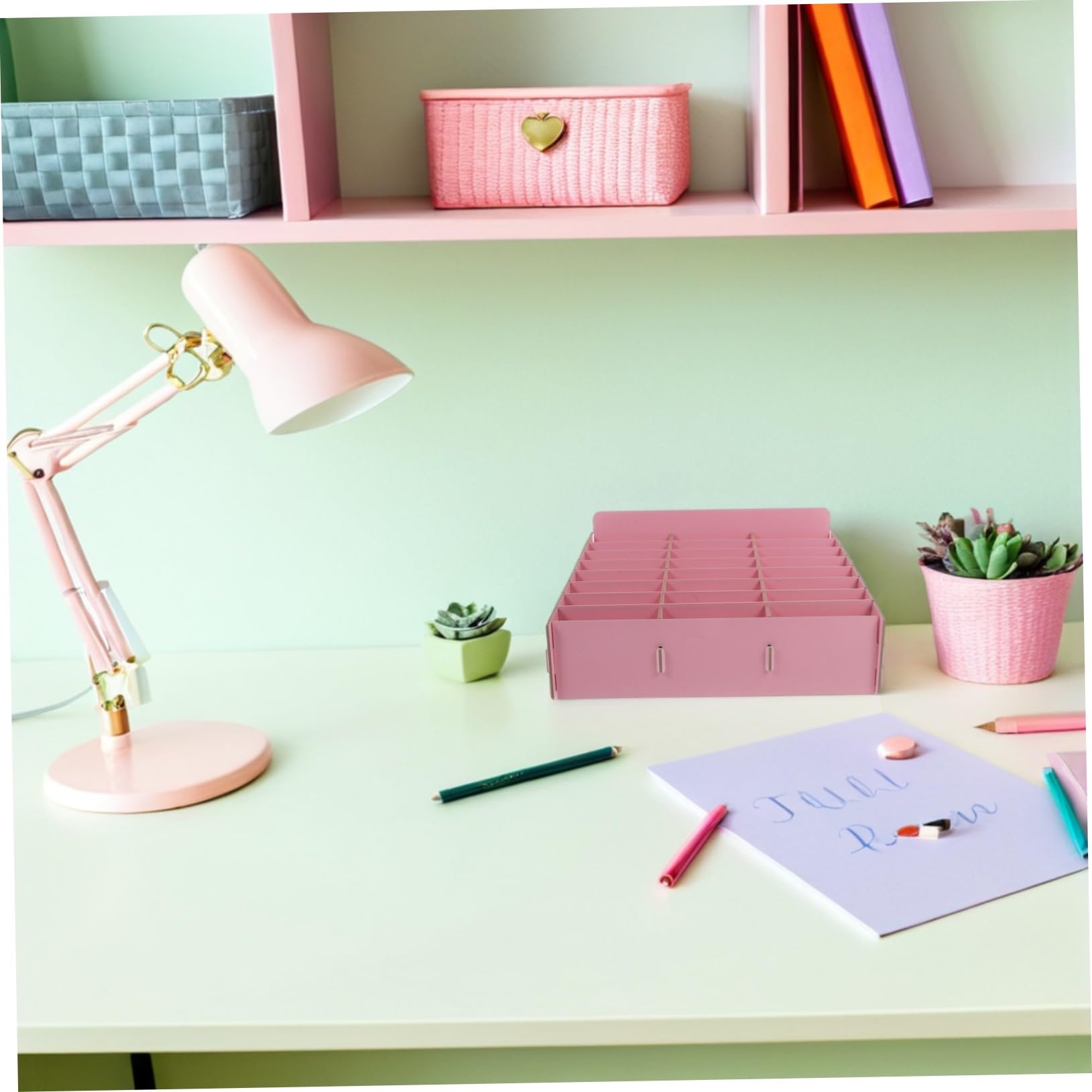 SHINEOFI Organizer in con Scomparti per Cellulari e Accessori Scatola Cellulare Scrivania Rosa Portaoggetti Multifunzione per Insegnanti Ufficio e Aula Scuola