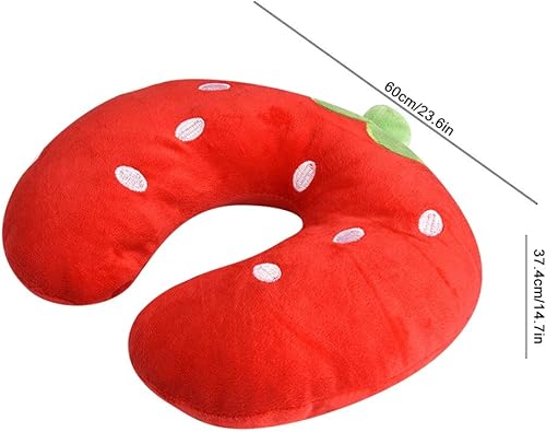 Miniatura 6 de Fdit Almohada en forma de U suave algodón PP lindo patrón para bebé niños asiento de viaje descanso cuello (fresa)