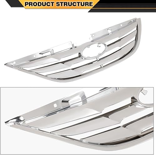 Miniatura 7 de Parrilla delantera montaje cromo ABS plástico compatible con Hyundai Sonata 2011 2012 2013 HY1200154 863503S100