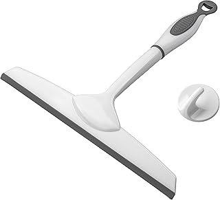 DSV Squeegee for Shower Glass Door, 10 Inch Multi-Purpose Silicone Squeegee for Window, Car Windshield, Bathroom Squeegee for Glass Doors and Tile Cleaning with Adhesive Hook