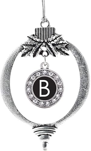 Miniatura 16 de Inspired Silver - My Vintage Initials - Adorno con dije de letra V - Adornos navideños de círculo plateado con joyas de circonita cúbica